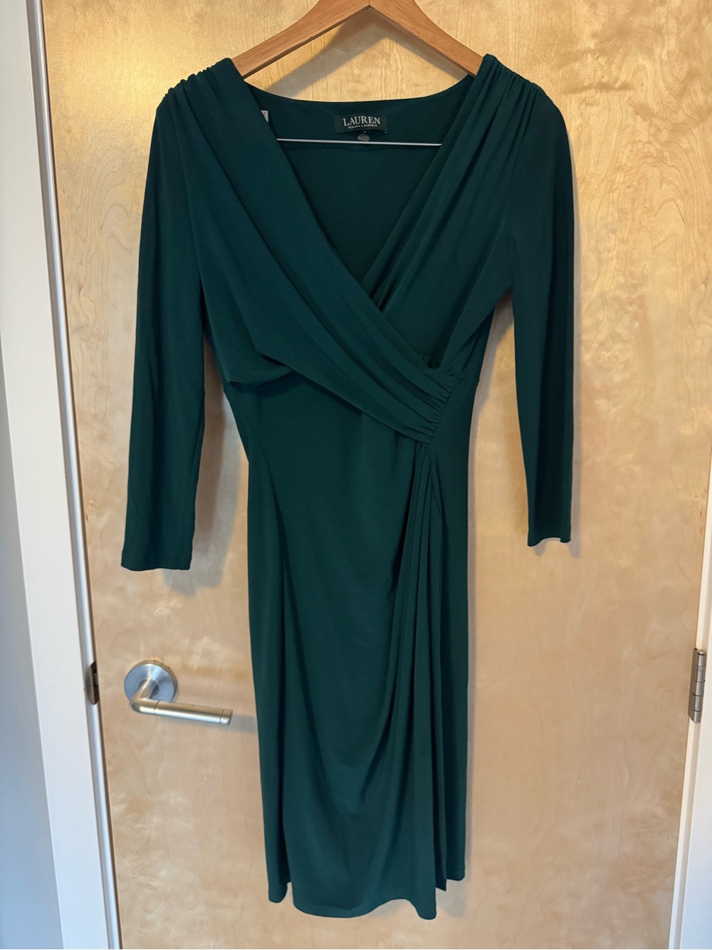 Ralph Lauren Dark Green Wrap-Style Midi Dress